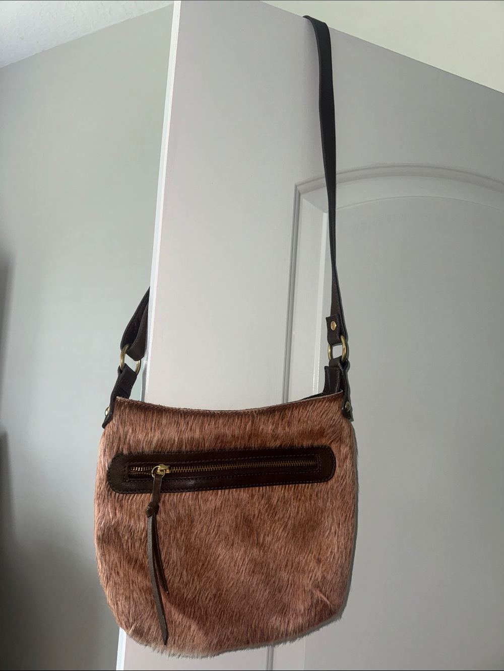 Maurizio Taiuti Leather Cowhide Zip Purse crossbody Handbag Made In Italy